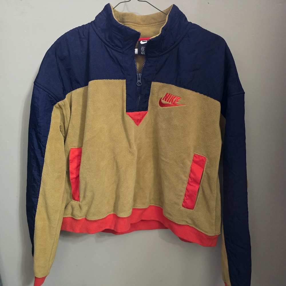 Nike Men's Colorblock Jacket - Blue, Tan, and Red